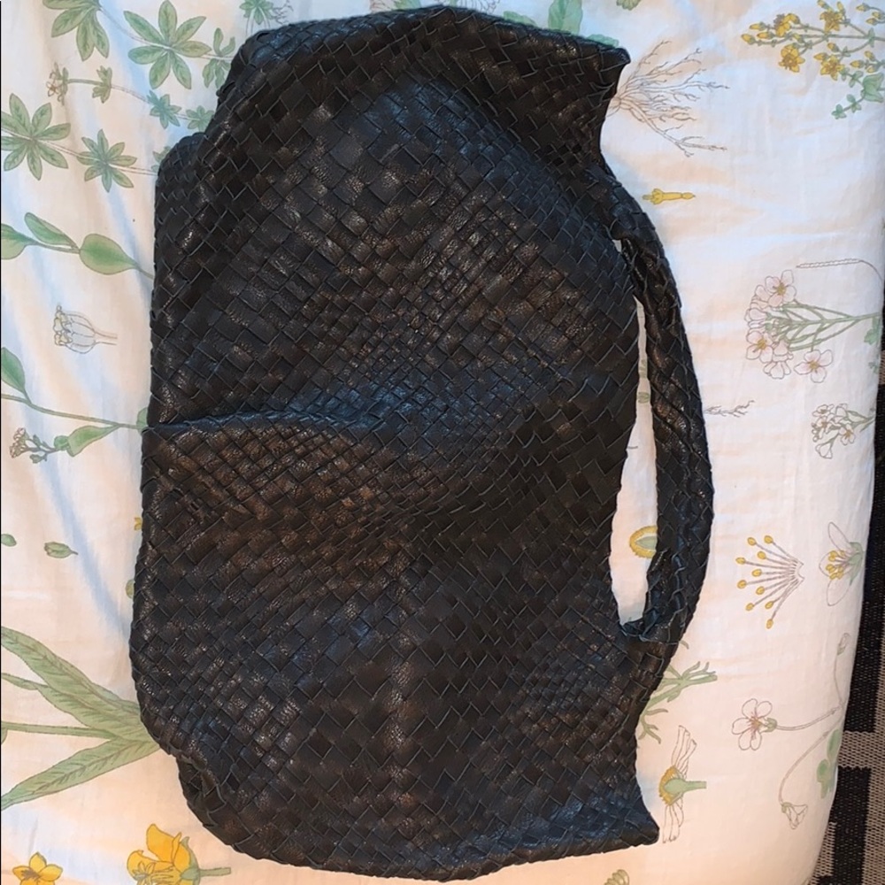 Women’s Black Woven Leather Bag